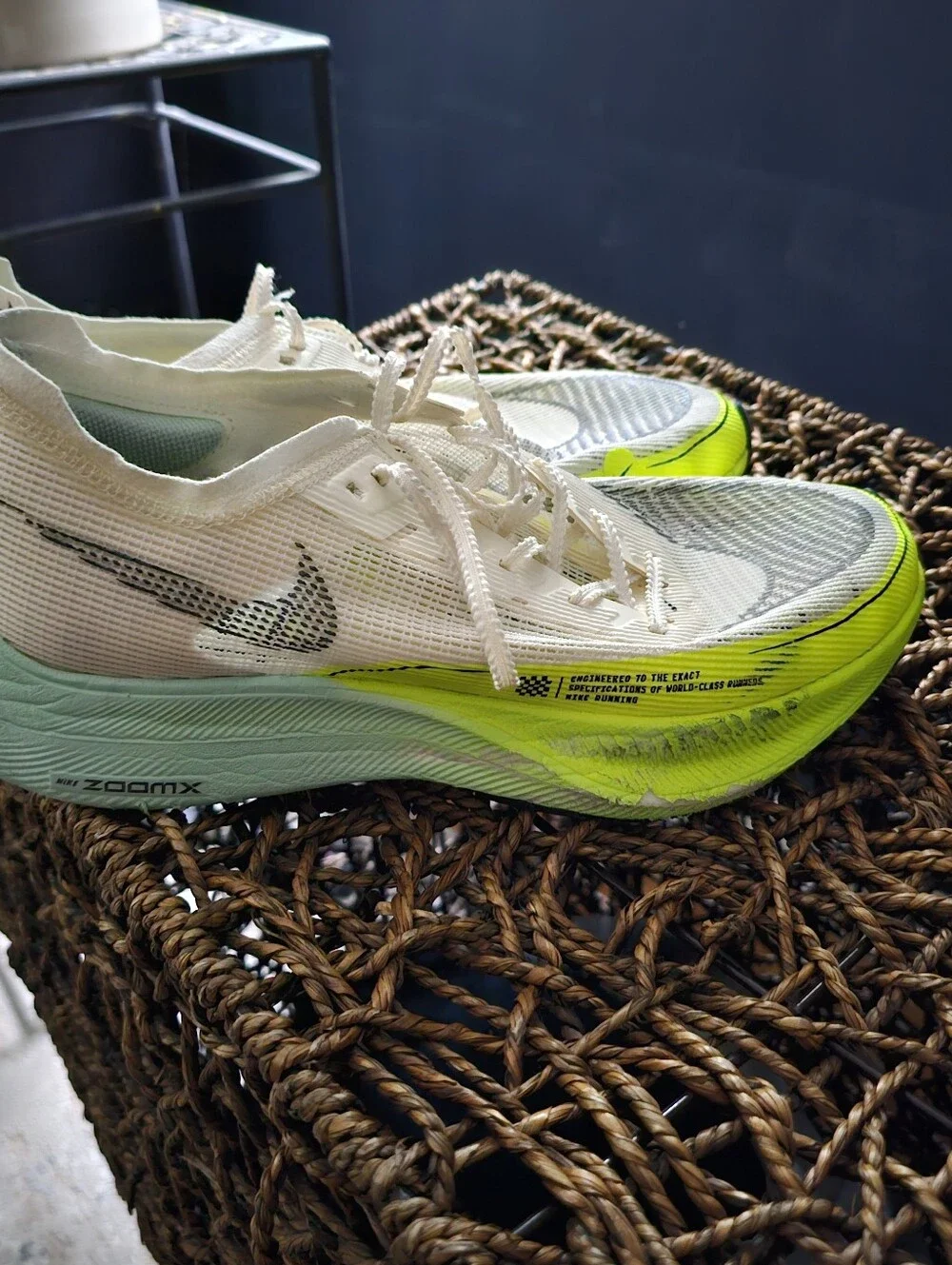 Nike White and Neon Green Racing Flats Mens 11